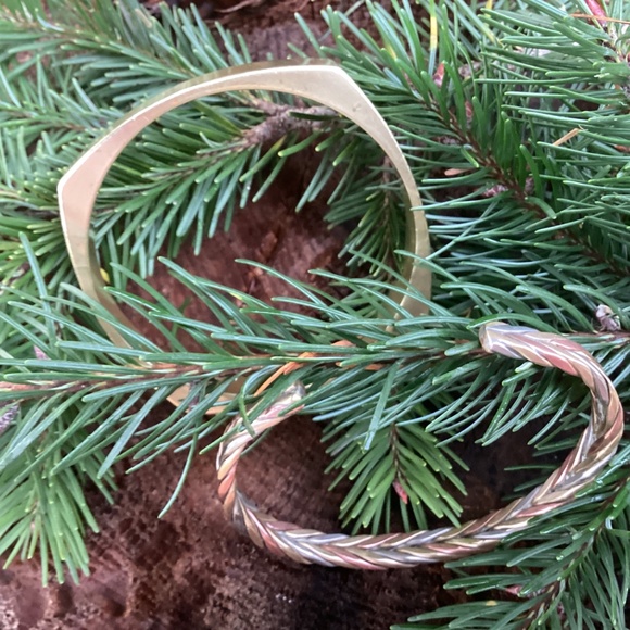 Sergio Lub Beautiful Set Of Brass Copper and Silver Bangle Cuff Bracelets - Picture 2 of 9